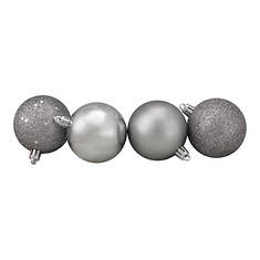 Northlight 60-Count Pewter Gray Shatterproof 4-Finish Christmas Ball Ornaments