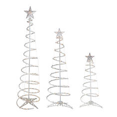 Northlight Set of 3 Clear Lighted Spiral Christmas Trees - 3', 4' and 6'