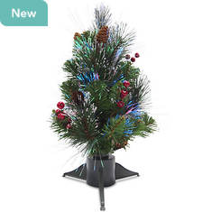 National Tree Company 18" Fiber Optic Ice Crestwood Small Tree with Silver Bristles