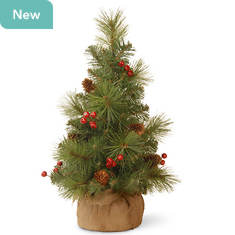 National Tree Company 18" Everyday Collection Miniature Pinecone & Berry Tree in Burlap