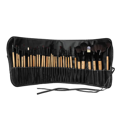 Vivitar 32-Piece Wood Makeup Brush Set with Carrying Case