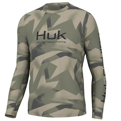 HUK Men's Icon X Geo Spark LS Crew