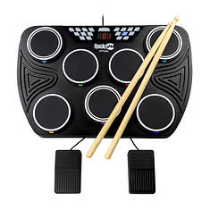 RockJam Tabletop 7 Pad Electronic MIDI Bluetooth Drum Kit with Built-in Speakers