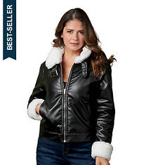 Masseys Faux Leather and Fur Trim Moto Jacket