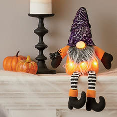 Lighted Halloween Black Hat Gnome Shelf Sitter