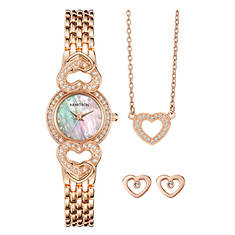 Armitron Ladies Rose Gold Watch/Necklace/Earring Set