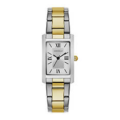 Caravelle Ladies Rectangular Two-Tone Stainless Steel Bracelet Watch