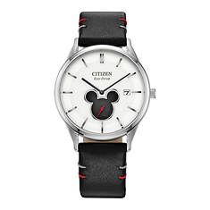 Citizen Mickey Mouse Black Leather Strap Watch