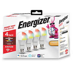 Energizer Connect 4-Pack A19 800-Lumen Smart WiFi White and Multi LED Bulbs