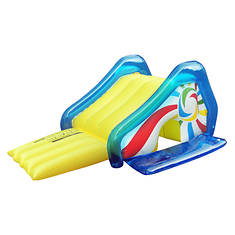 Northlight Yellow and Blue Pool Side Slide with an Attached Sprayer