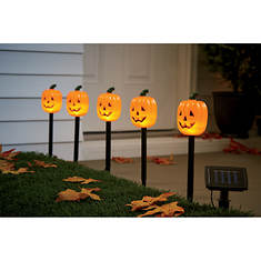 5-Count Solar-Powered Pumpkin Stake - Opened Item