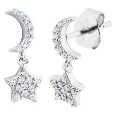 Silver Elegance Star and Moon Earring