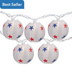 Northlight 10-Count 4th of July Paper Lantern Patio Lights with Clear Bulbs
