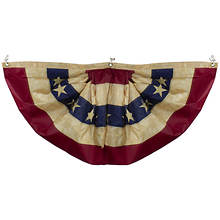 Northlight Patriotic Americana Tea-Stained Pleated Bunting Flag 24