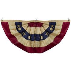 Northlight Patriotic Americana Tea-Stained Pleated Bunting Flag 24" x 48"