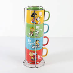 Peanuts Gentle Reminders 4-Piece 14.8 oz Cup Set With Metal Stand