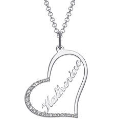 Personalization Heart With CZ Necklace