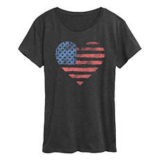 Instant Message Women's Faded Flag Heart Tee