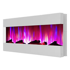 Cambridge 50" Recessed Wall Mounted Electric Fireplace with Logs and LED Color Display