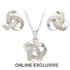 Jilco Diamond Love Knot Earrings and Necklace Set