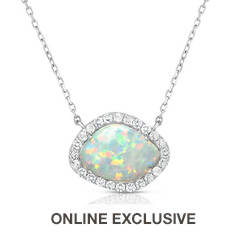 Jilco Deco Opal and White Sapphire Necklace