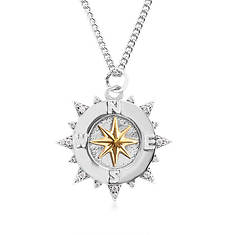 Silver Elegance Compass Medallion Necklace