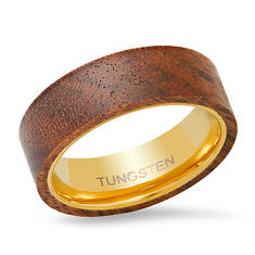 Men's Gold-Plated Tungsten and Wood Band Ring