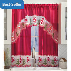 Kashi Santa 3-Piece Kitchen Tier Swag Curtain Set