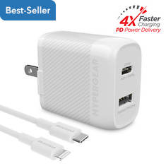 Hypergear SpeedBoost Fast Wall Charger with PPS and 6' MFi Lightning Cable