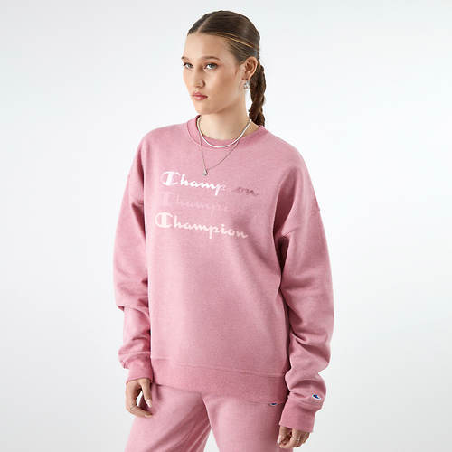 Champion Women's Powerblend Relaxed Stacked Foil Logo Crew