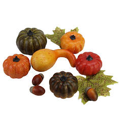 Northlight Set of 10 Autumn Harvest Artificial Pumpkin, Gourd, Acorn, and Leaf Set