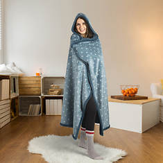 Hooded Throw with Faux Fur Reverse