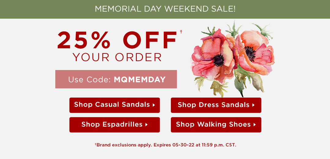 25% Off Your Order With Code: MQMEMDAY Until 11:59 p.m. CST on 05-30-22 - Shop Now