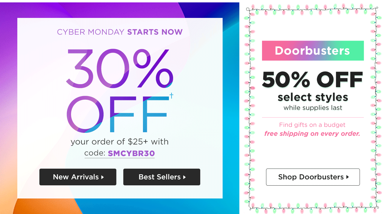 Cyber Monday Sale! 30% Off $25+ With Code: SMCYBR30. Plus, Shop ShoeMall Doorbusters!