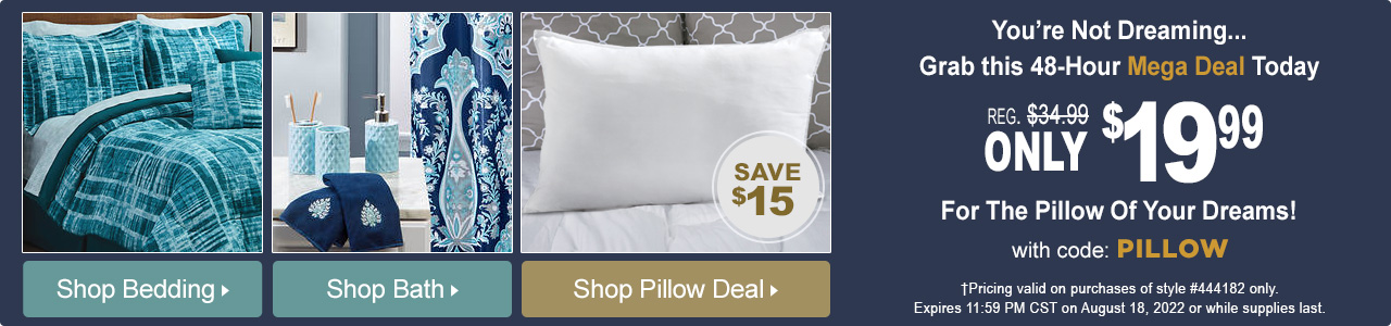 15% Off an Antimicrobial Pillow with code PILLOW through August 18