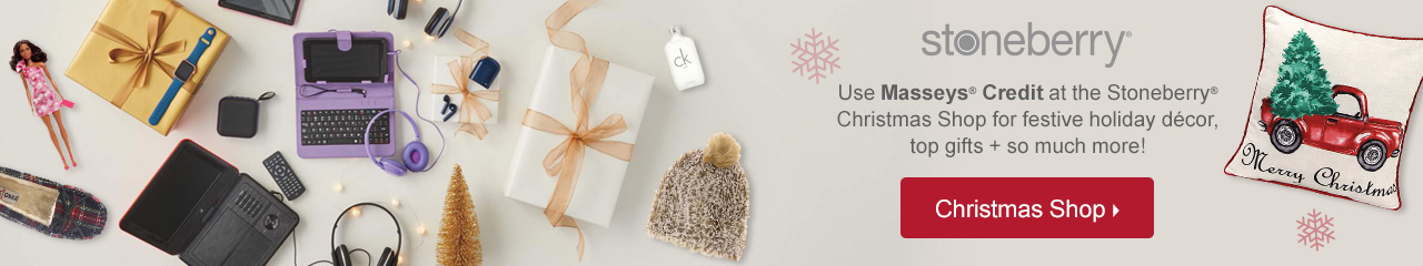 Gift today, pay later with Masseys Credit on Stoneberry.com. Get holiday décor, hosting essentials and top gifts like electronics, toys and more