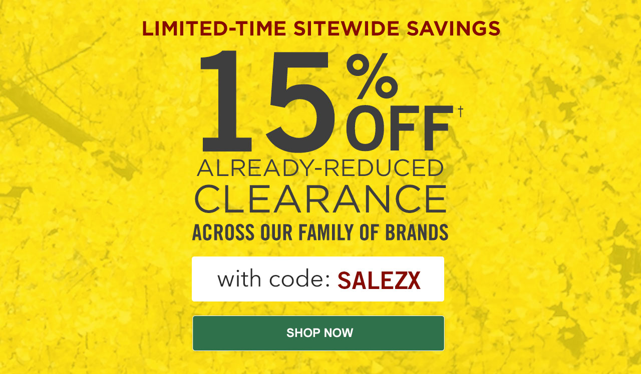 15% Off Clearance with promo code