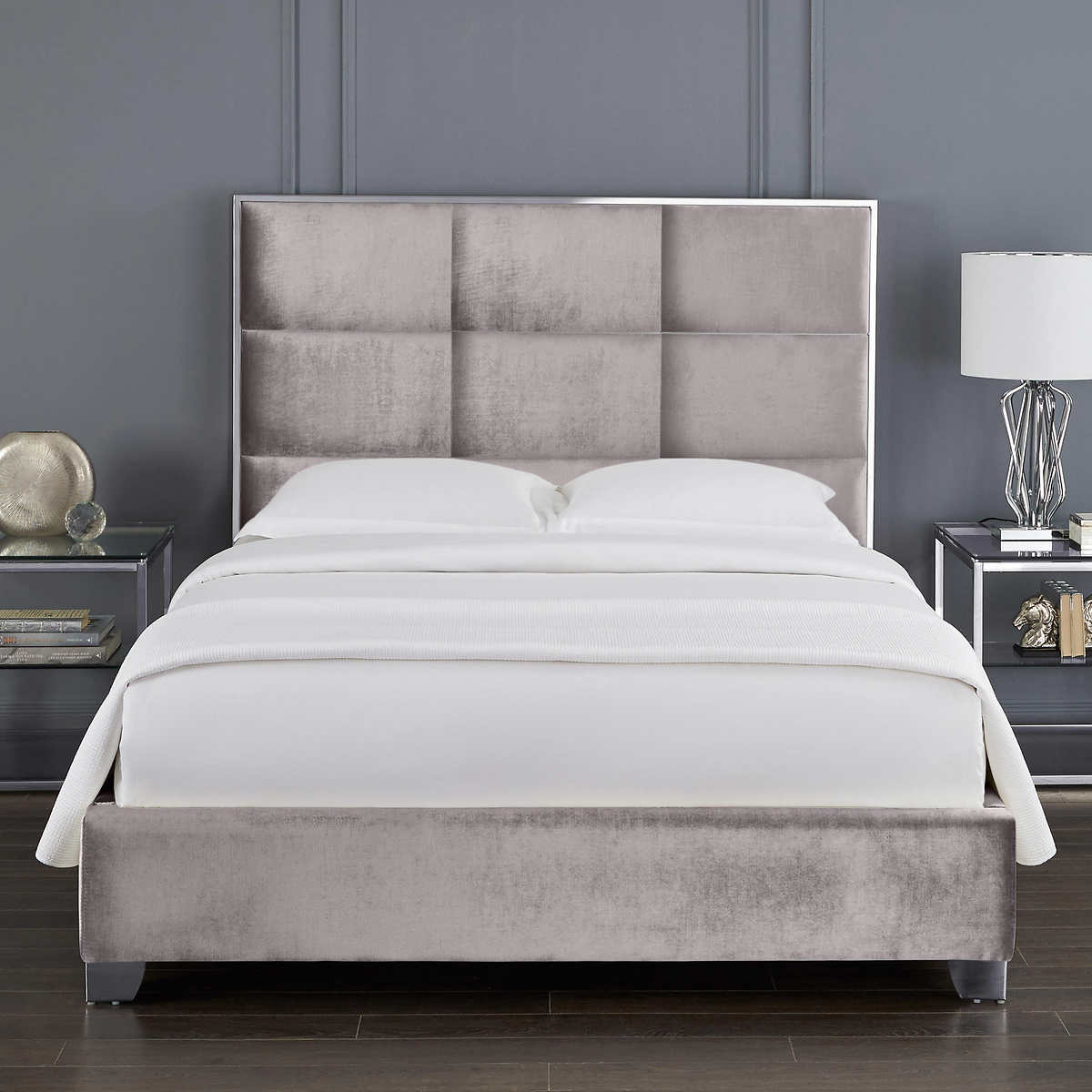 Miami Grey Velvet Bed Costco, Aiden Gray Velvet Bed King