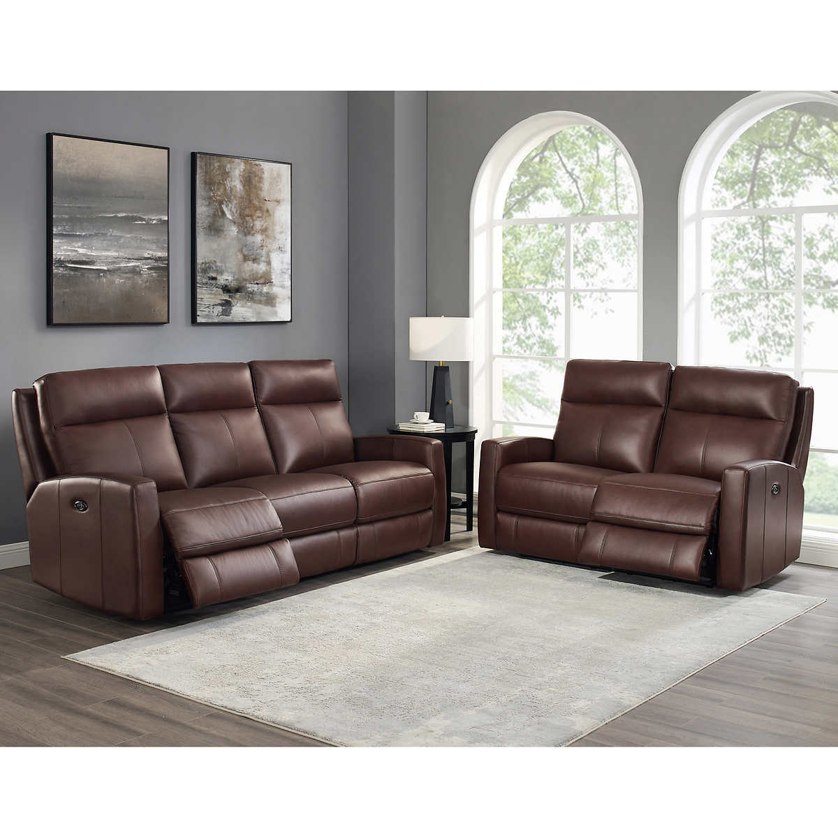Top Grain Leather Power Reclining Sofa, Capprio Top Grain Leather Power Reclining Sofa And Loveseat