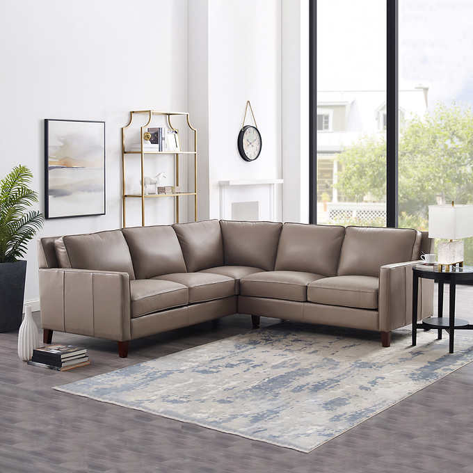 West Park Top Grain Leather Modern, Leather Sectional Sofa Costco Canada