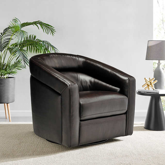 Paul Top Grain Leather Swivel Chair, Leather Chairs Costco