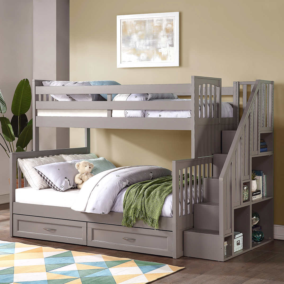 Vandalay Twin Over Double Bunk Bed With, Stairway Twin Bunk Beds