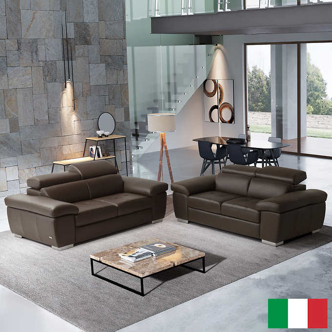 Viola Contemporary Top Grain Leather, Leather Sectional Costco Canada