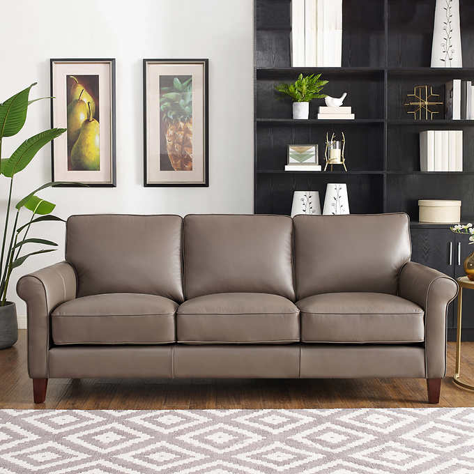 Prospera Home Ln Modern Top Grain, Leather Sofa Costco Canada