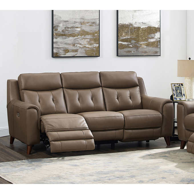 Campania Modern Top Grain Leather Dual, Capprio Top Grain Leather Power Reclining Sofa And Loveseat
