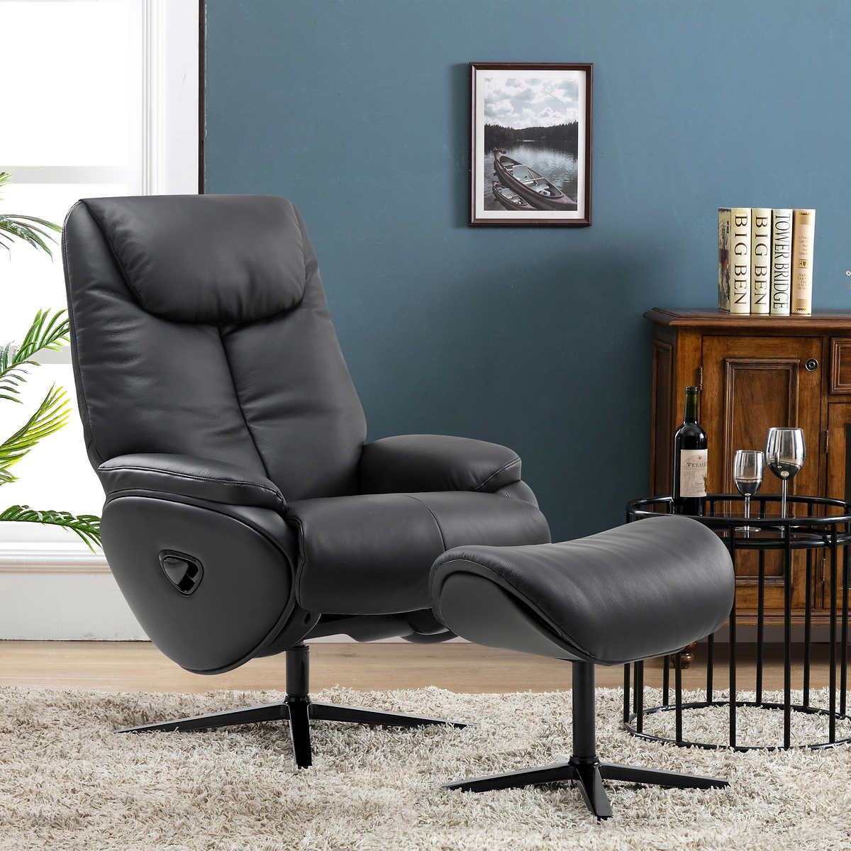 Zero Stress Choco Top Grain Leather, Leather Reclining Chair And Ottoman
