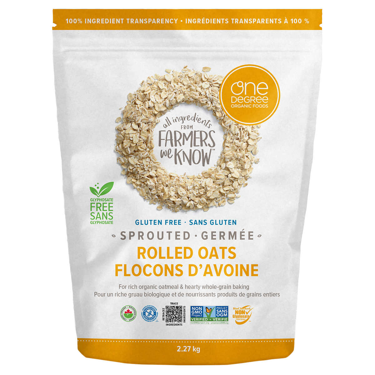 One Degree Organic Sprouted Rolled Oats, 2.27kg | Costco