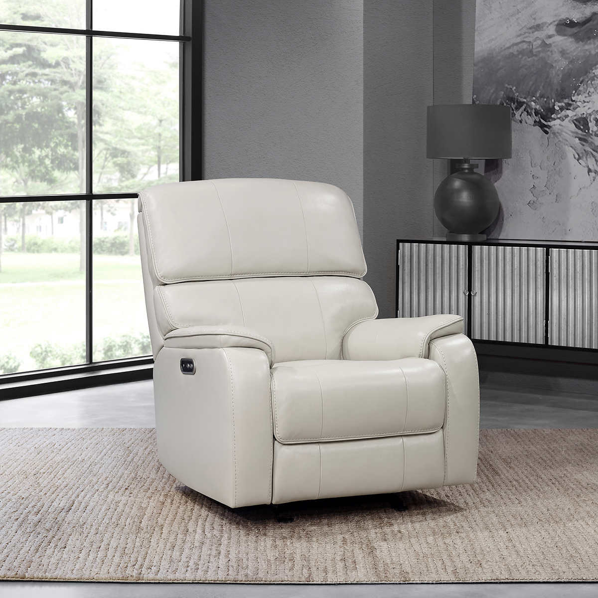 barcalounger top grain leather power recliner with power headrest