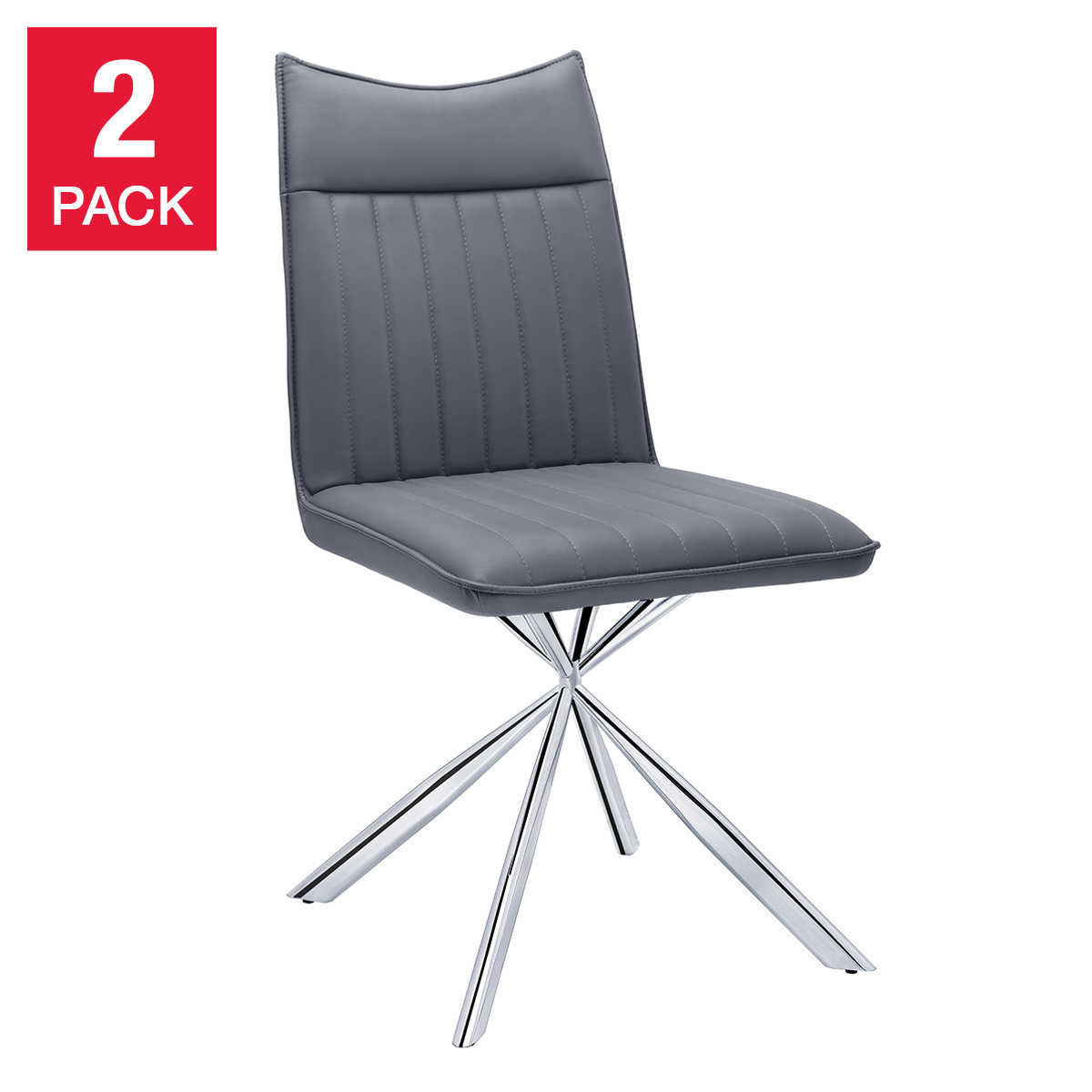 Lind Modern Dining Chair 2 Pack With, Contemporary Leather Chrome Dining Chairs