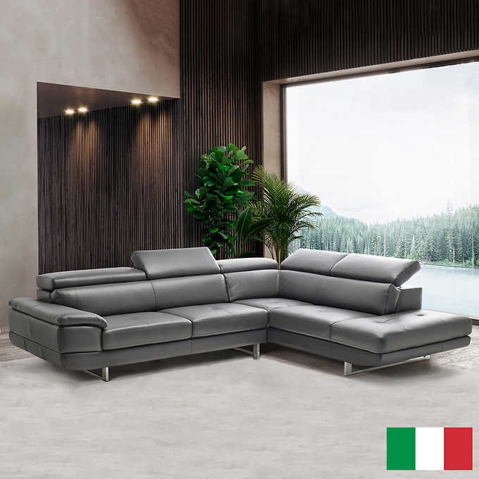 Florida Contemporary Top Grain Leather, Grey Leather Sectional Couch Canada